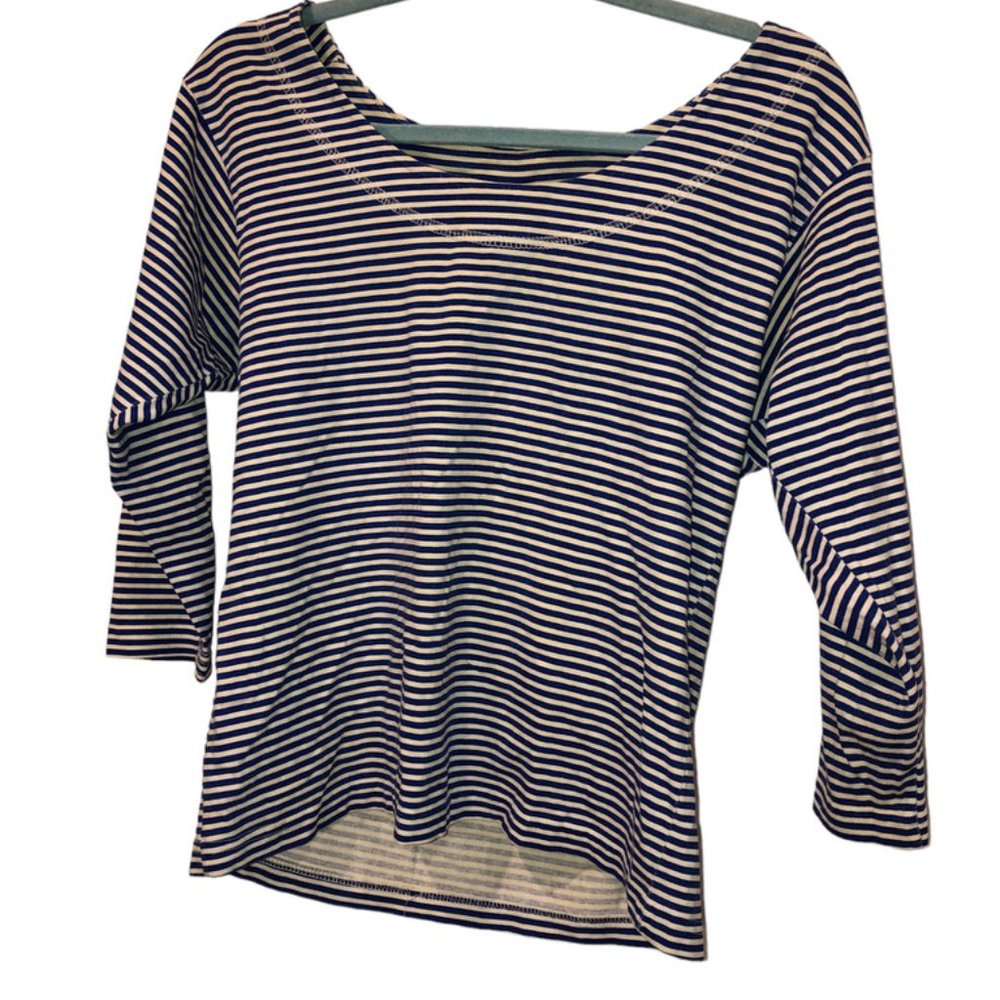 Michael Royal Blur French Breton Nasutical Stripe cotton knit Boat top S…